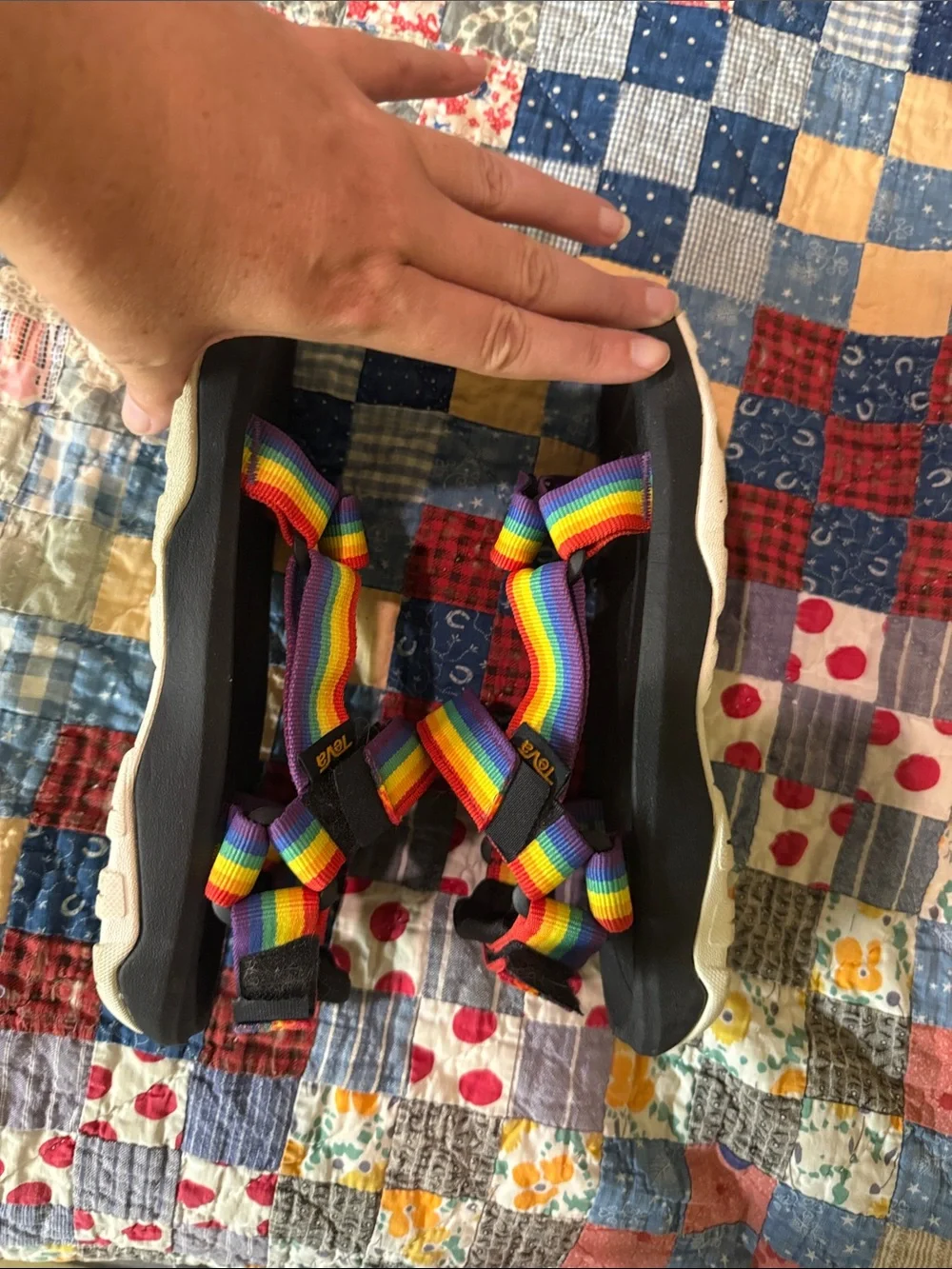 Teva Kids' Rainbow Strap Sandals - Black Footbed Size 4